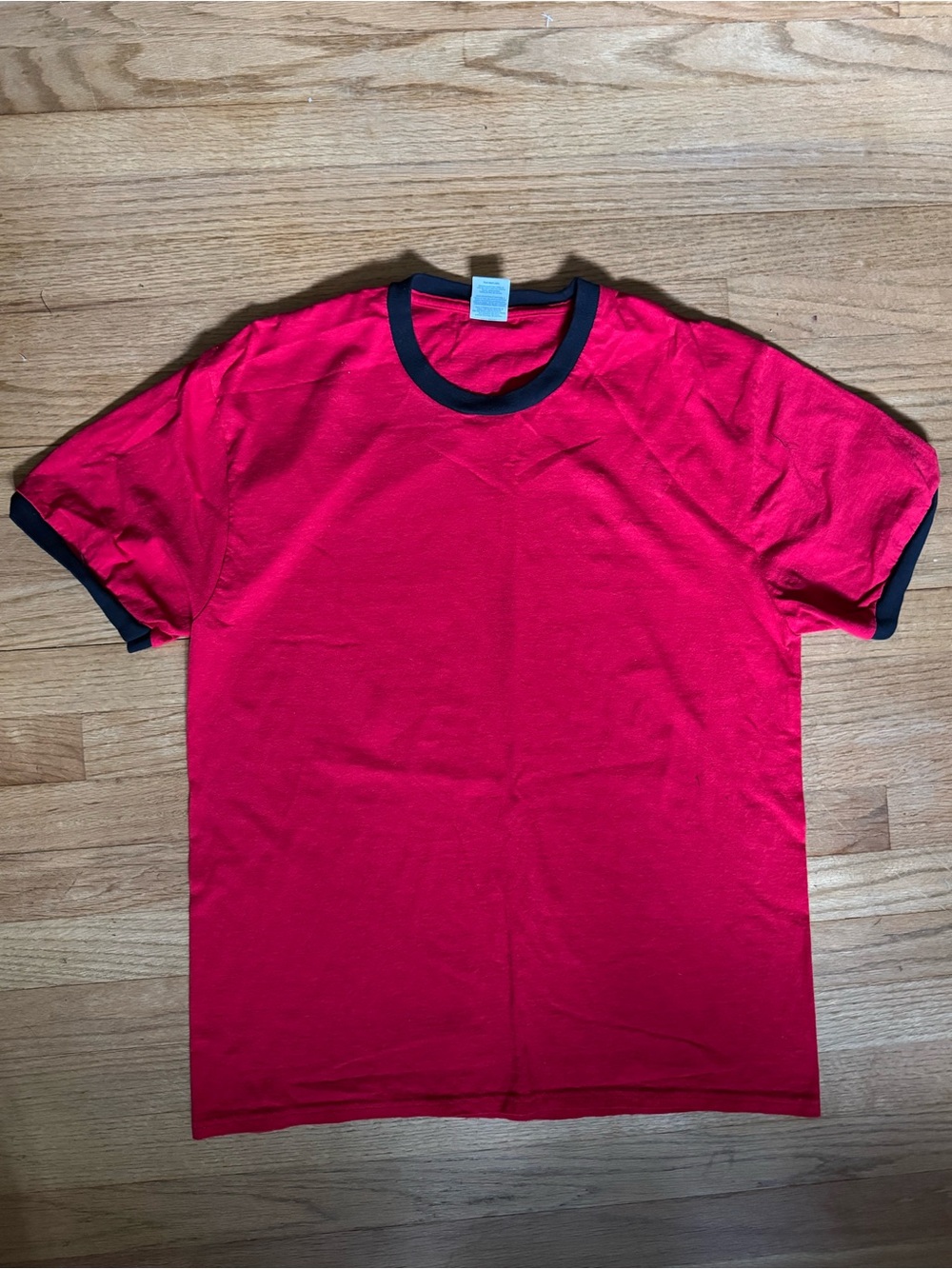 Red Ringer Crewneck T-Shirt with Black Trim